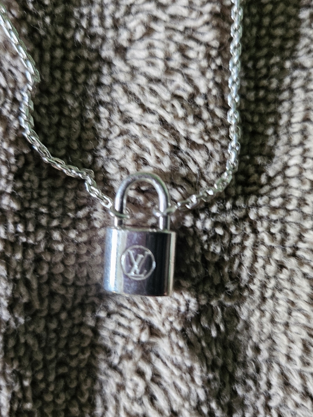 Louis Vuitton Silver-Tone Padlock Necklace